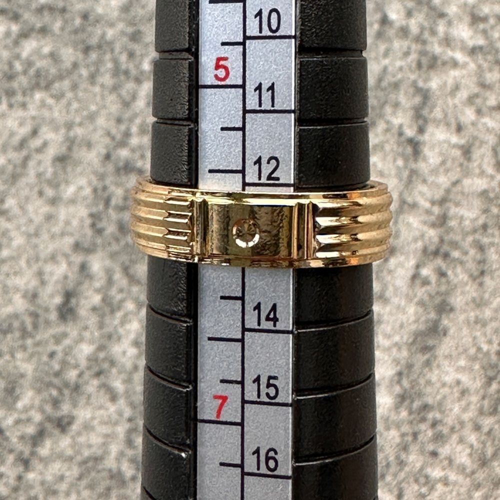 NWB Yellow Gold Plated Geometric Band Ring Stacking Unisex Ring Size 5.75